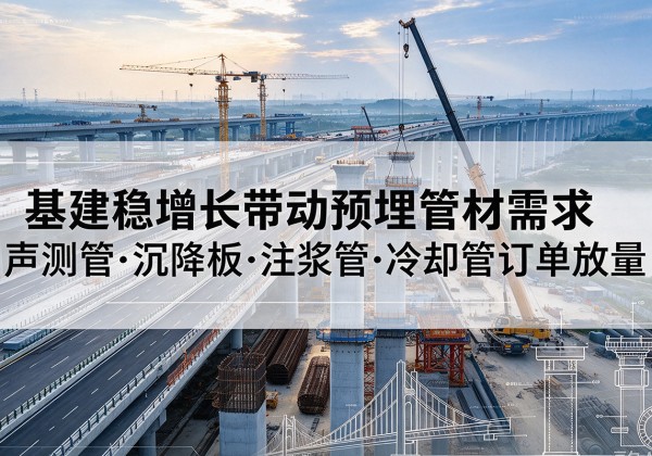 山南基建稳增长带动预埋监测管材需求，声测管、沉降板、注浆管订单持续放量